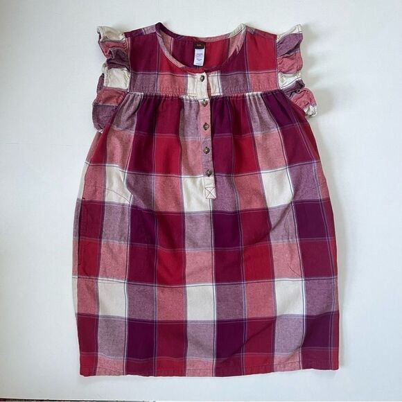 Tea Collection Girl’s Cotton Plaid Flannel Dress 12 - Picture 2 of 8